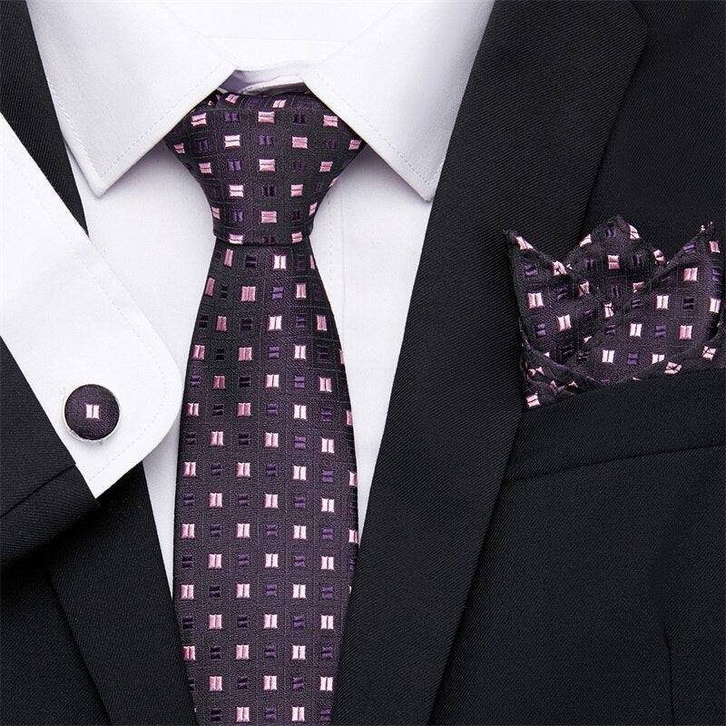 Fashion Business Silver Plaid Silk Men's Tie NeckTie 7.5cm Ties for Men Formal Luxury Wedding Quality Gravata group tie - Image 25