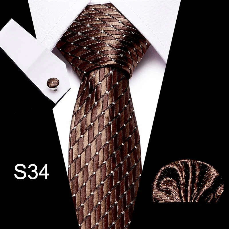 Fashion Business Silver Plaid Silk Men's Tie NeckTie 7.5cm Ties for Men Formal Luxury Wedding Quality Gravata group tie - Image 33