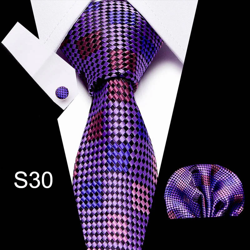 Fashion Business Silver Plaid Silk Men's Tie NeckTie 7.5cm Ties for Men Formal Luxury Wedding Quality Gravata group tie - Image 4