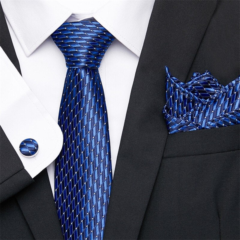 Fashion Business Silver Plaid Silk Men's Tie NeckTie 7.5cm Ties for Men Formal Luxury Wedding Quality Gravata group tie - Image 49