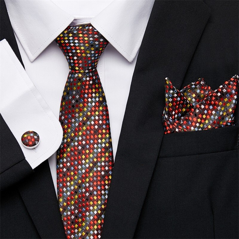 Fashion Business Silver Plaid Silk Men's Tie NeckTie 7.5cm Ties for Men Formal Luxury Wedding Quality Gravata group tie - Image 58