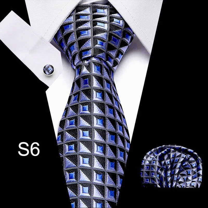 Fashion Business Silver Plaid Silk Men's Tie NeckTie 7.5cm Ties for Men Formal Luxury Wedding Quality Gravata group tie - Image 65