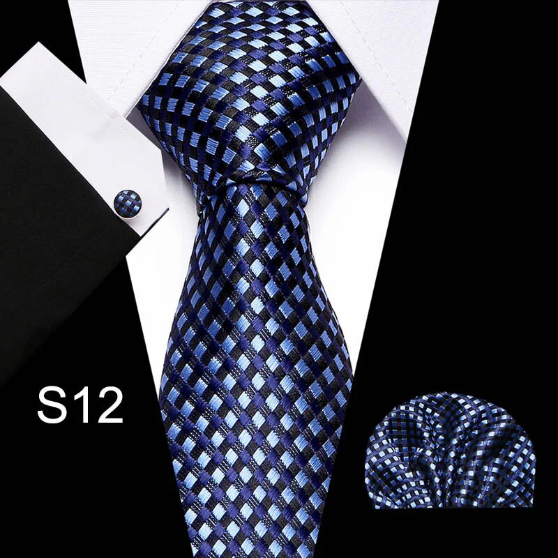 Fashion Business Silver Plaid Silk Men's Tie NeckTie 7.5cm Ties for Men Formal Luxury Wedding Quality Gravata group tie - Image 67