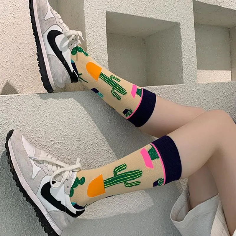 Fashion Colorful Autumn Winter Stocking Women's Socks Plant Hedgehog Slothsi Cotton Socks Personality Straight Trendy Socks - Image 4