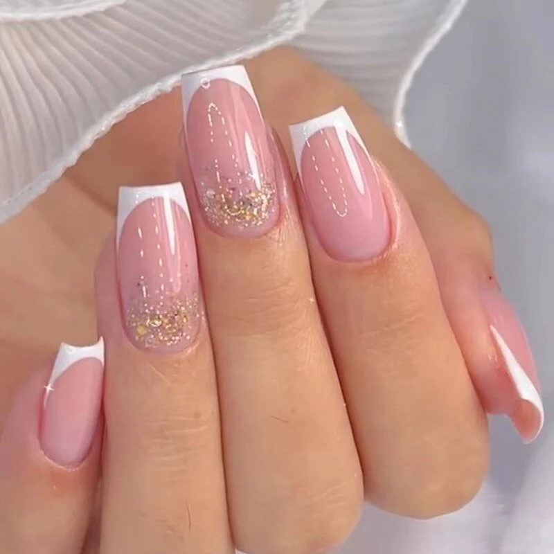Fashion Colorful Butterfly False Nail Tips With Designs French Coffin Manicure Middle Long Ballerina Fake Nails Set Press on Nai - Image 3