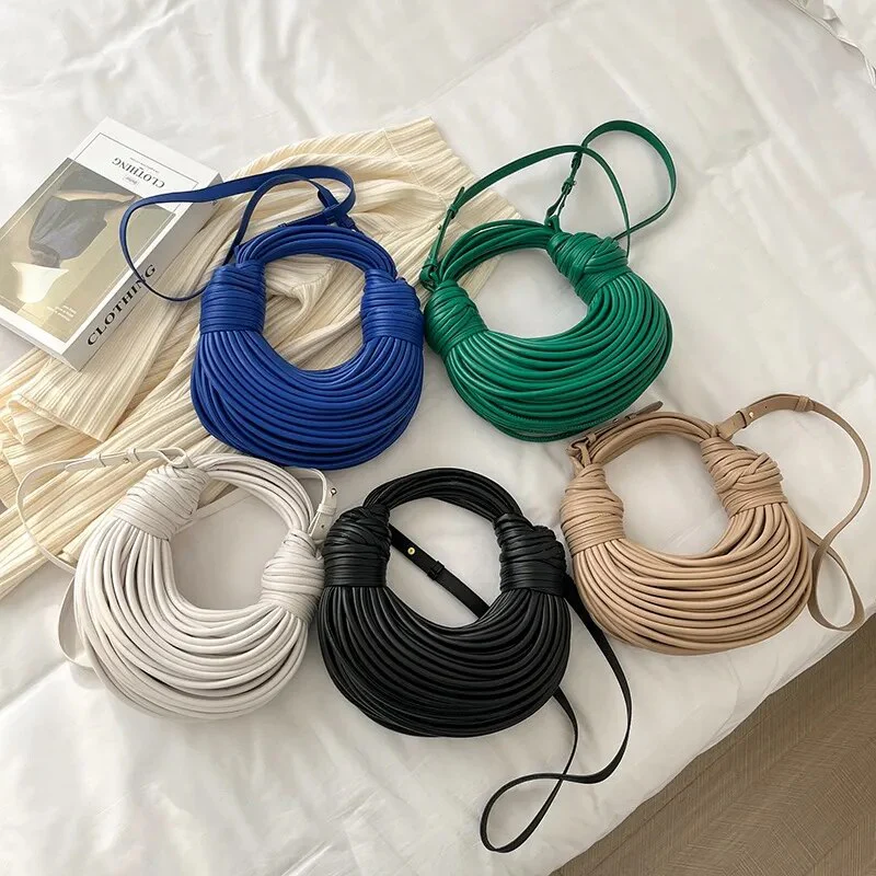 Fashion Designer Bundle Clutch Gold Bag Wire Braided Knotted Ladies Shoulder Messenger bag PU Leather Women Handbags Hobos Bag - Image 5