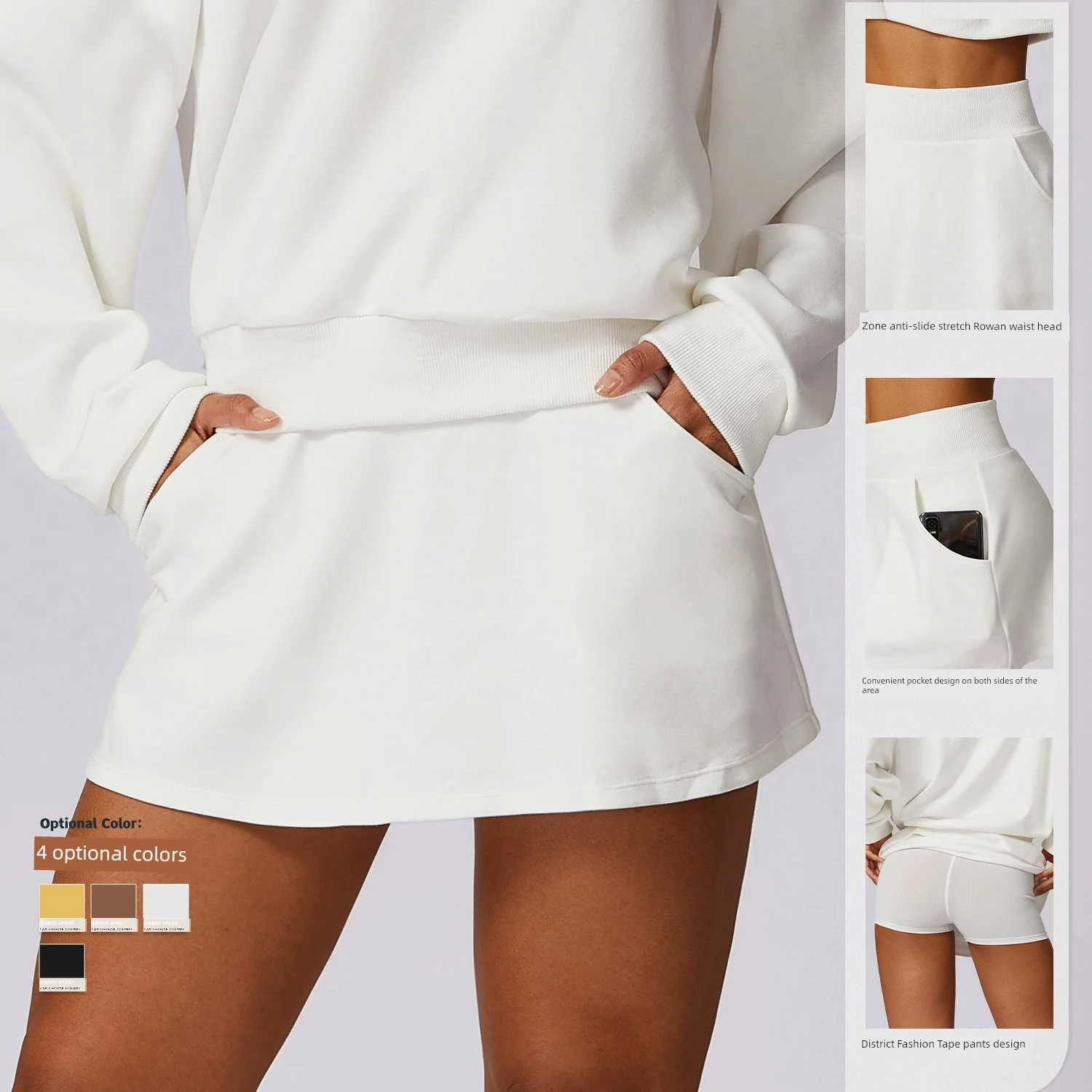 Fashion Fashion Tape Fake Two-Piece High Top Sports Short Skirt Half-Length Tennis Badminton Breathable Fitness A- line Skirt 8582 - Image 3