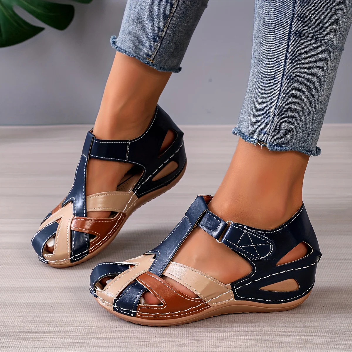 Fashion-Forward Womens Wedge Sandals - Casual Closed Toe Design with Breathable Hollow Out Faux Leather, Lightweight & Comfortable - Perfect Summer Outdoor Sandals - Image 8