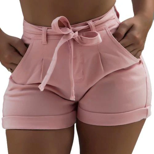 Fashion High Waist Denim Shorts Women Summer Skinny Belted High Waist Washed Jeans Women Shorts - Image 2