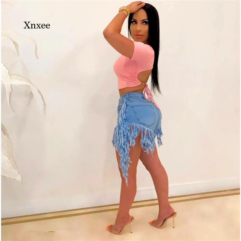 Fashion High Waist Tassel Denim Shorts Sexy  Women Casual Straight Club Shorts Jeans Pants Summer Clothing Bottoms - Image 8