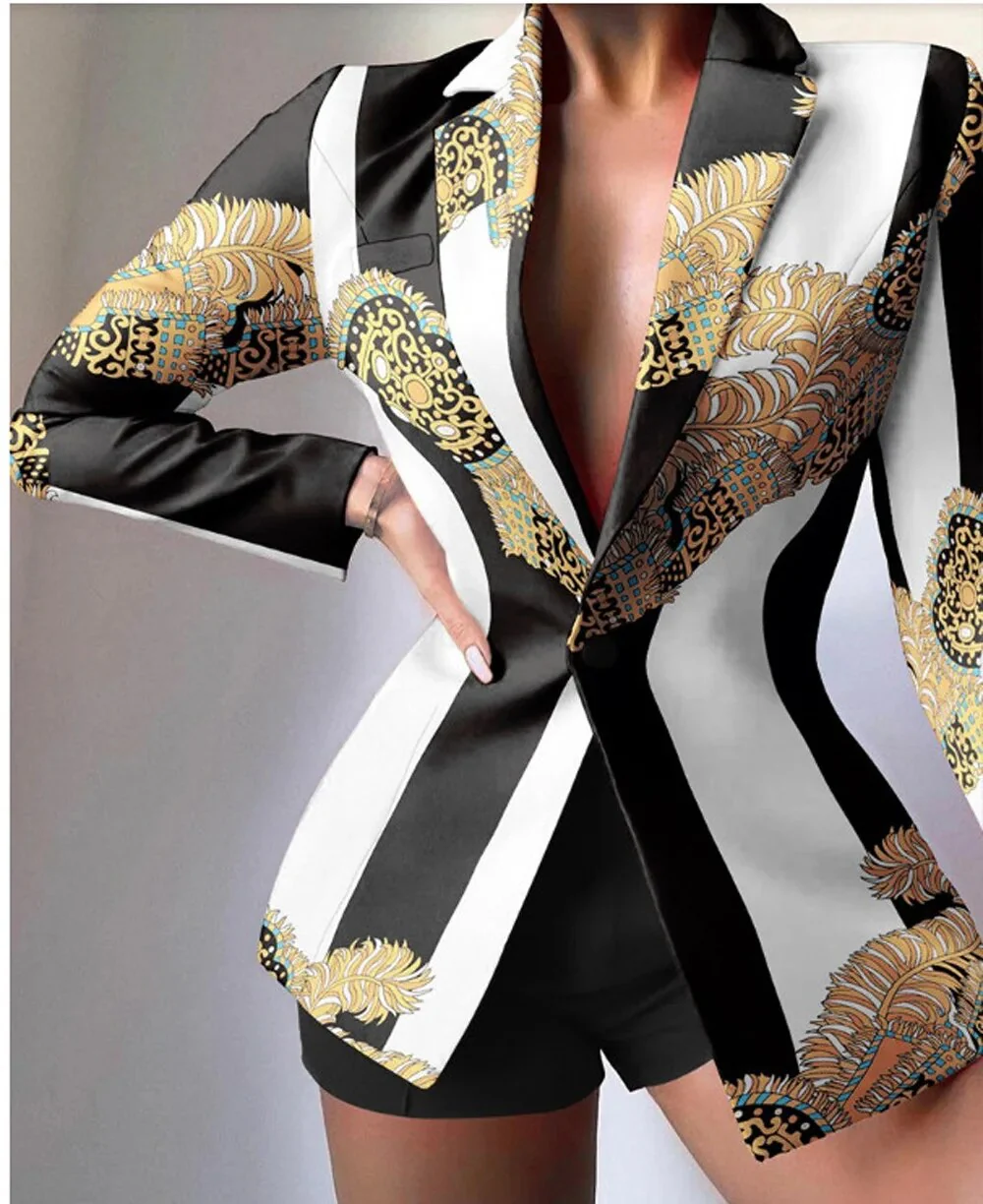 Fashion Long Sleeve Blazers And Sorts Two Piece Sets Women 2023 Autumn Outfits Sexy Elegant Leopard Blazer 2 Peice Set For Women - Image 10