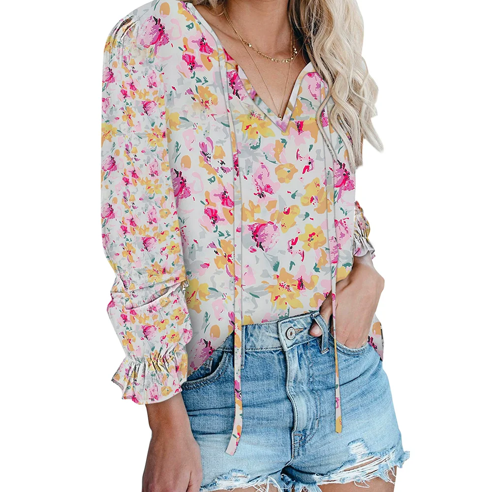 Fashion Long Sleeves Chiffon Shirt Women's Summer Thin Loose V-neck Pullover T-Shirt Stylish Niche Top 2518521 - Image 11