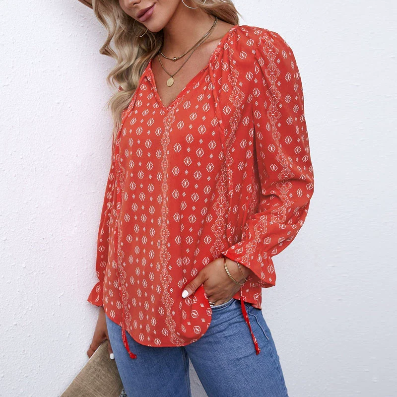 Fashion Long Sleeves Chiffon Shirt Women's Summer Thin Loose V-neck Pullover T-Shirt Stylish Niche Top 2518521 - Image 13