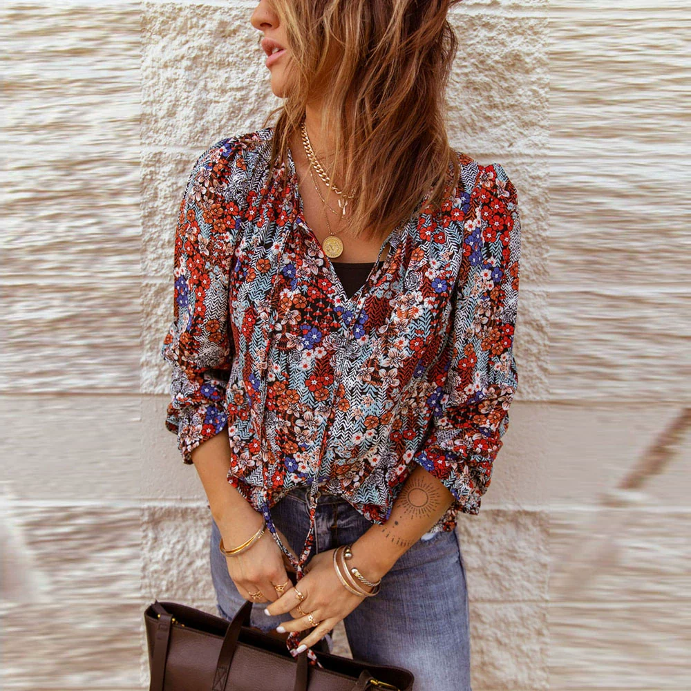 Fashion Long Sleeves Chiffon Shirt Women's Summer Thin Loose V-neck Pullover T-Shirt Stylish Niche Top 2518521 - Image 3