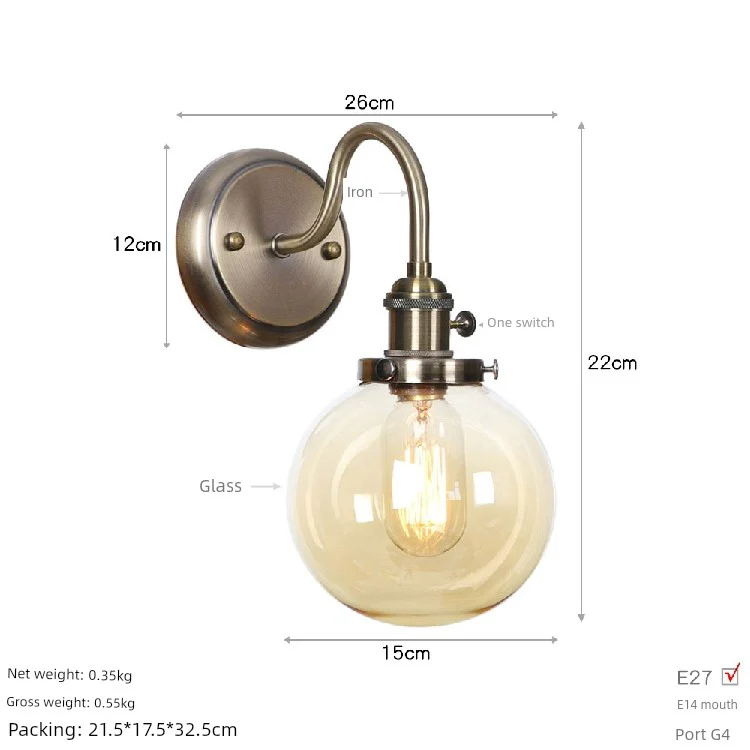 Fashion Minimalist Study Bedside Modern Retro Industrial Style Iron Art Electroplating Machinery Single Section Decorative Bronze Wall Lamp - Image 10