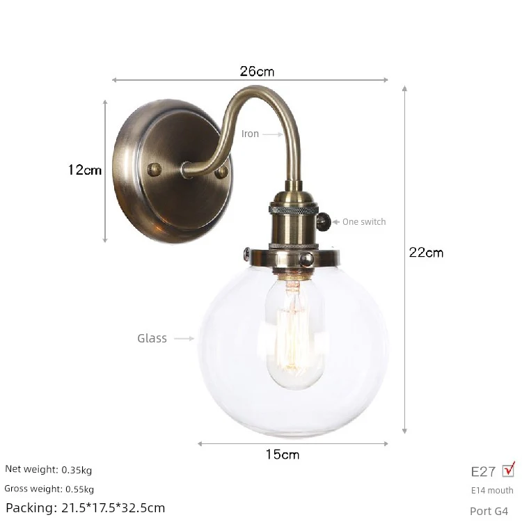 Fashion Minimalist Study Bedside Modern Retro Industrial Style Iron Art Electroplating Machinery Single Section Decorative Bronze Wall Lamp - Image 11