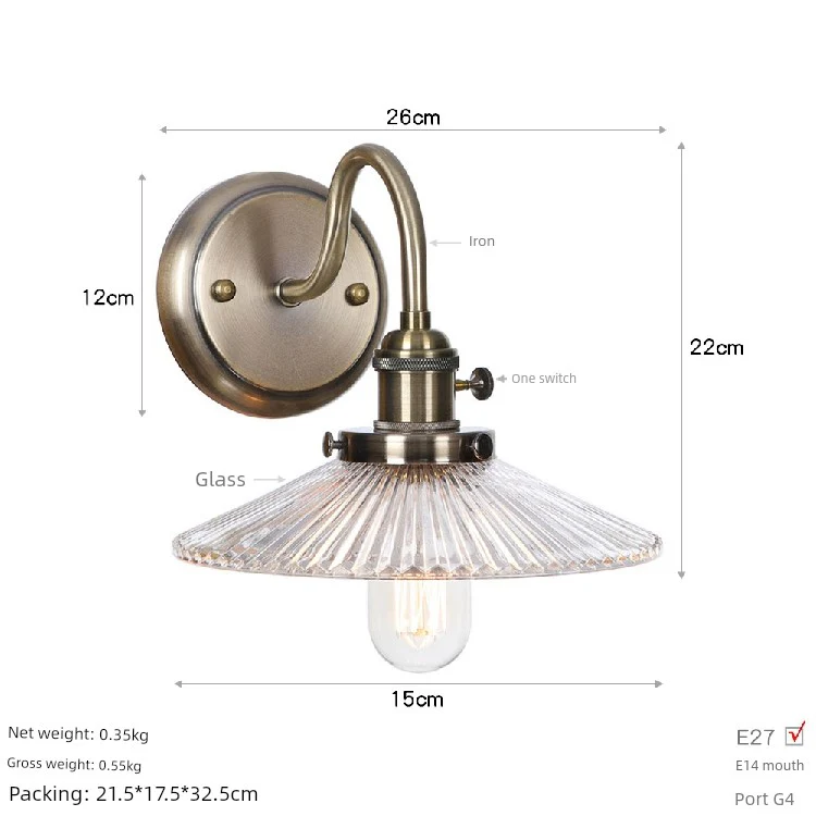 Fashion Minimalist Study Bedside Modern Retro Industrial Style Iron Art Electroplating Machinery Single Section Decorative Bronze Wall Lamp - Image 13