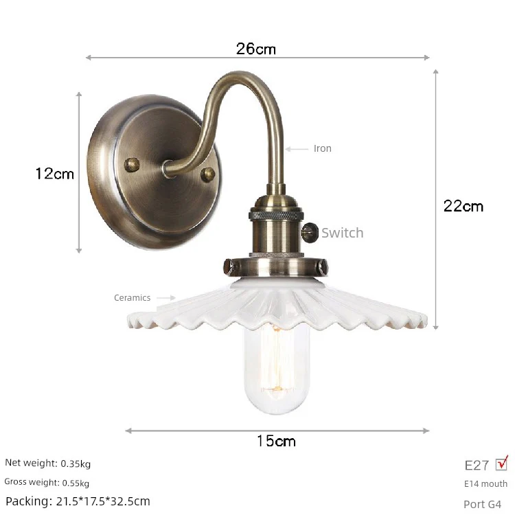 Fashion Minimalist Study Bedside Modern Retro Industrial Style Iron Art Electroplating Machinery Single Section Decorative Bronze Wall Lamp - Image 14