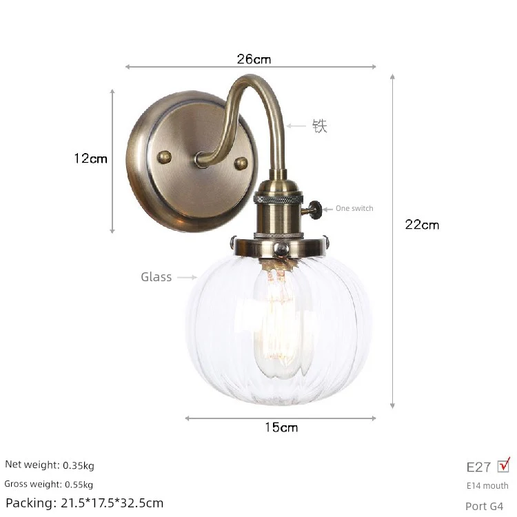Fashion Minimalist Study Bedside Modern Retro Industrial Style Iron Art Electroplating Machinery Single Section Decorative Bronze Wall Lamp - Image 15