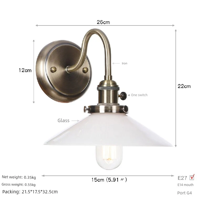Fashion Minimalist Study Bedside Modern Retro Industrial Style Iron Art Electroplating Machinery Single Section Decorative Bronze Wall Lamp - Image 16