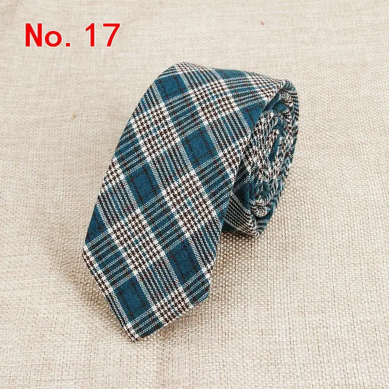 Fashion Plaid Cotton Ties For Men Classic Skinny 6cm Adult Neck Tie Black Navy Pink Red Cravate Narrow Thick Suits Neck Ties - Image 11