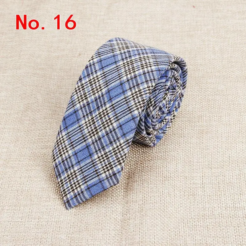 Fashion Plaid Cotton Ties For Men Classic Skinny 6cm Adult Neck Tie Black Navy Pink Red Cravate Narrow Thick Suits Neck Ties - Image 12