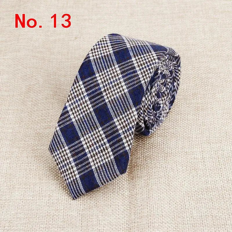 Fashion Plaid Cotton Ties For Men Classic Skinny 6cm Adult Neck Tie Black Navy Pink Red Cravate Narrow Thick Suits Neck Ties - Image 15