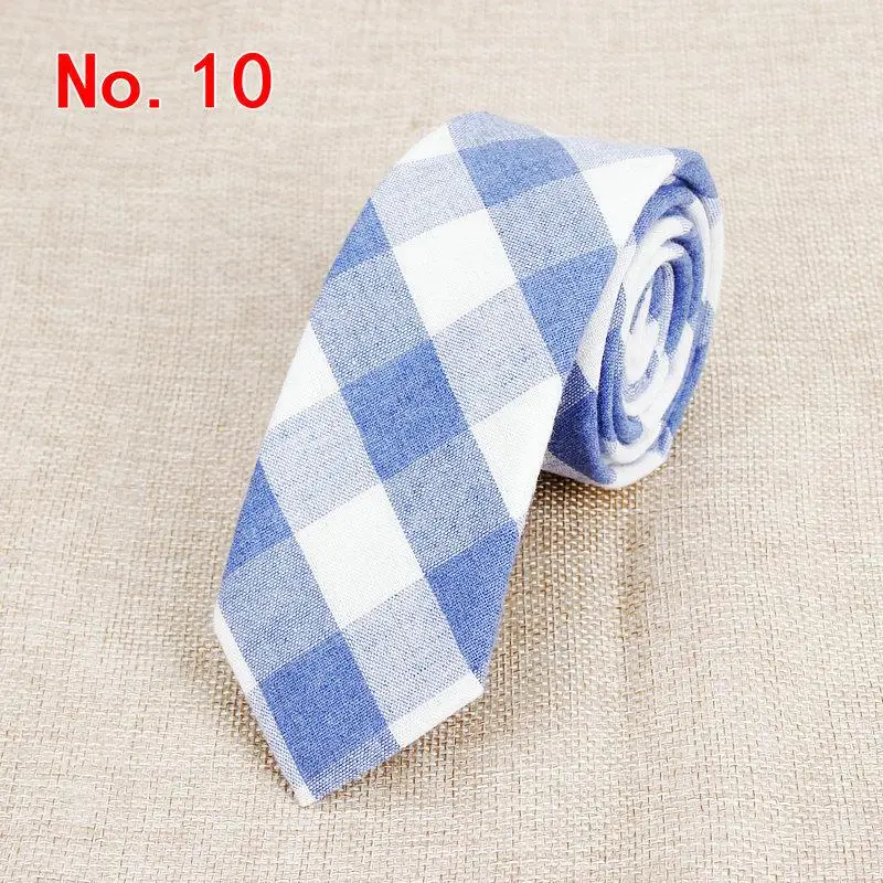 Fashion Plaid Cotton Ties For Men Classic Skinny 6cm Adult Neck Tie Black Navy Pink Red Cravate Narrow Thick Suits Neck Ties - Image 17