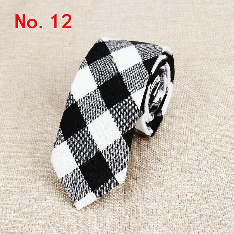 Fashion Plaid Cotton Ties For Men Classic Skinny 6cm Adult Neck Tie Black Navy Pink Red Cravate Narrow Thick Suits Neck Ties - Image 18