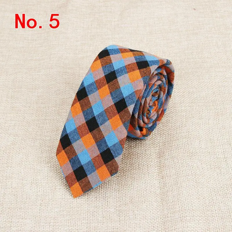 Fashion Plaid Cotton Ties For Men Classic Skinny 6cm Adult Neck Tie Black Navy Pink Red Cravate Narrow Thick Suits Neck Ties - Image 22