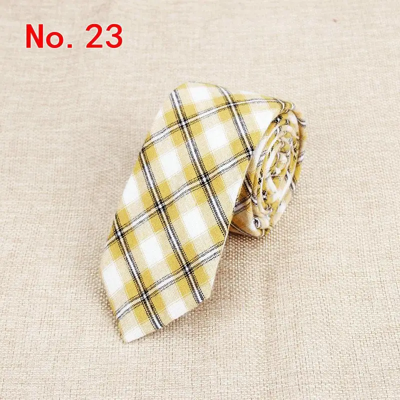 Fashion Plaid Cotton Ties For Men Classic Skinny 6cm Adult Neck Tie Black Navy Pink Red Cravate Narrow Thick Suits Neck Ties - Image 25
