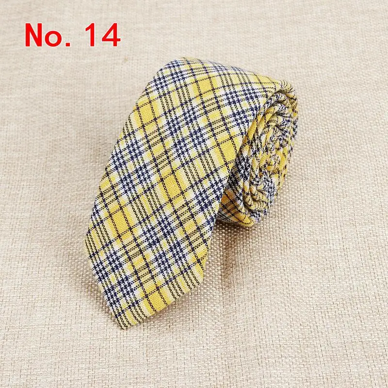 Fashion Plaid Cotton Ties For Men Classic Skinny 6cm Adult Neck Tie Black Navy Pink Red Cravate Narrow Thick Suits Neck Ties - Image 34