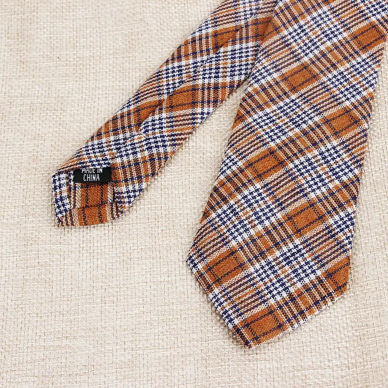 Fashion Plaid Cotton Ties For Men Classic Skinny 6cm Adult Neck Tie Black Navy Pink Red Cravate Narrow Thick Suits Neck Ties - Image 4