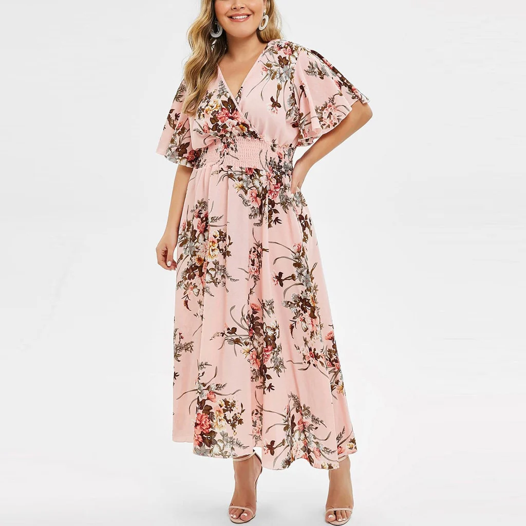 Fashion Plus Size 3XL 4XL 5XL Women Dress Floral Chiffon Flower Dress Bohemian Beach Summer Dresses Urban Gypsy Ropa Vestidos - Image 6