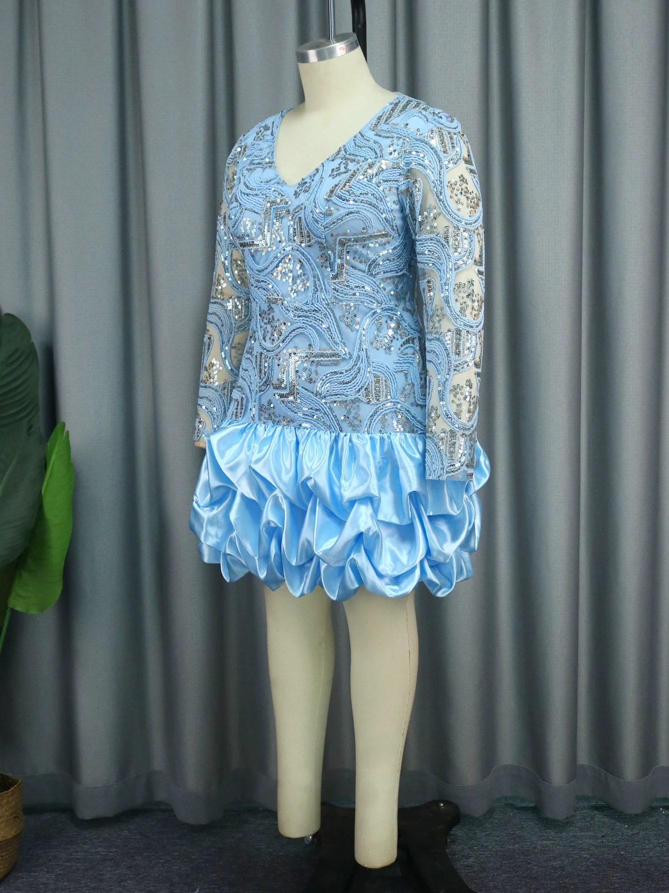 Fashion Plus Size Luxury Sequin Party Gathering Dress Skirt plus Size Sequins Party Dress - Image 2