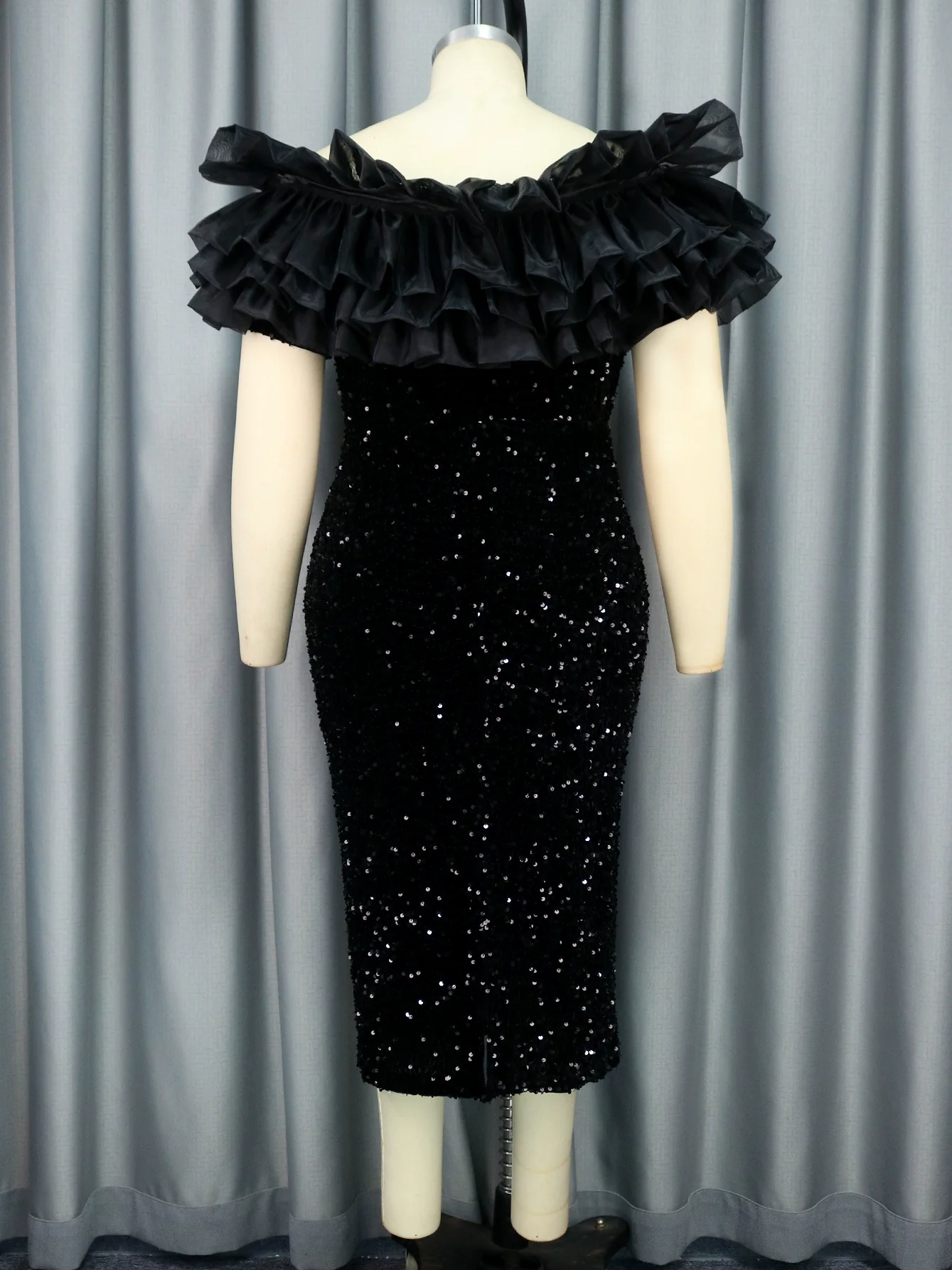 Fashion plus Size off-the-Shoulder Formal Dress Dress Sequins - Image 2