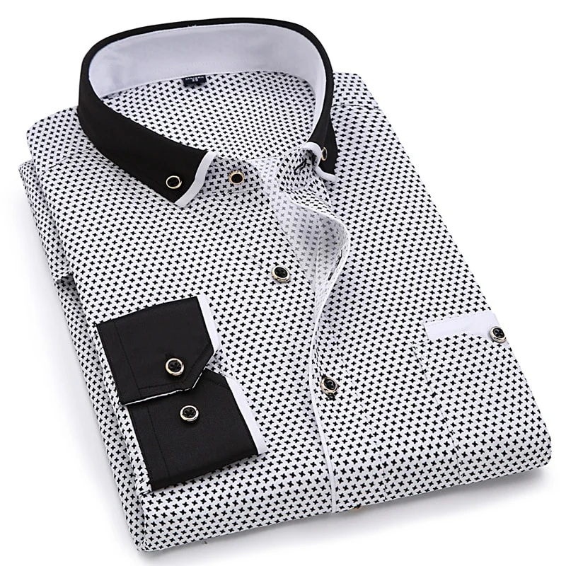 Fashion Print Casual Men Long Sleeve Button Shirt Stitching Pocket Design Fabric Soft Comfortable For Men Dress Slim Fit 4XL 8XL - Image 10