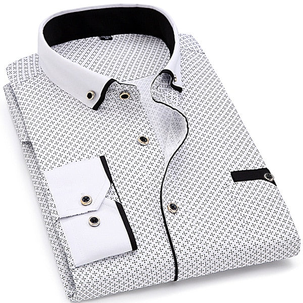 Fashion Print Casual Men Long Sleeve Button Shirt Stitching Pocket Design Fabric Soft Comfortable For Men Dress Slim Fit 4XL 8XL - Image 3