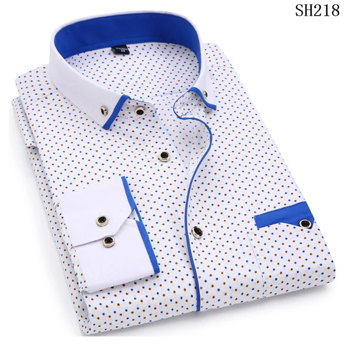 Fashion Print Casual Men Long Sleeve Button Shirt Stitching Pocket Design Fabric Soft Comfortable For Men Dress Slim Fit 4XL 8XL - Image 4