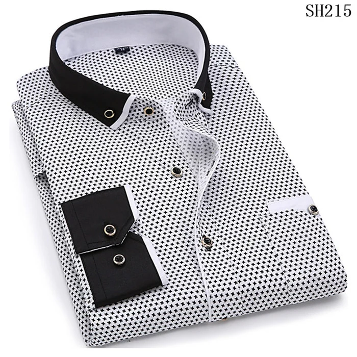 Fashion Print Casual Men Long Sleeve Button Shirt Stitching Pocket Design Fabric Soft Comfortable For Men Dress Slim Fit 4XL 8XL - Image 7