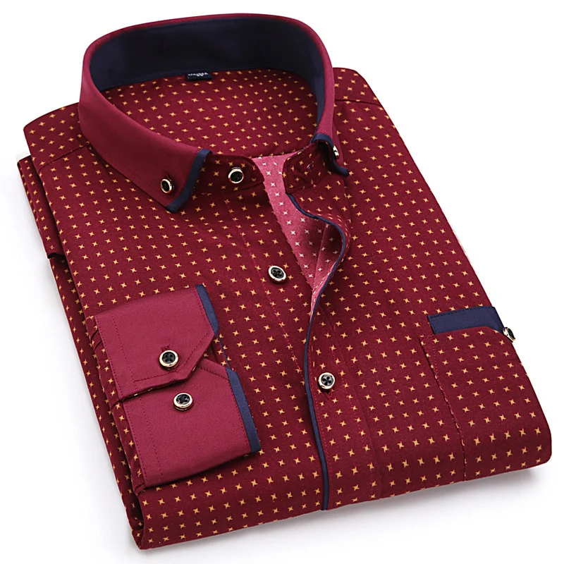 Fashion Print Casual Men Long Sleeve Button Shirt Stitching Pocket Design Fabric Soft Comfortable For Men Dress Slim Fit 4XL 8XL - Image 8