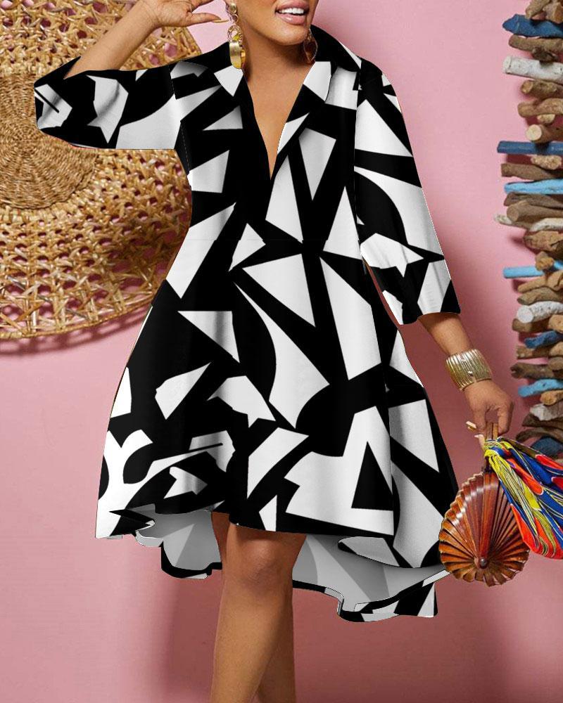 Fashion Print Loose Shirt Dress Women 2023 Spring Casual Leopard Camouflage Print Button Shirt Irregular Dresses For Women's - Image 3