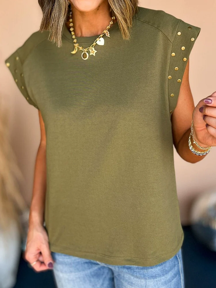 Fashion Pure Color Summer Women's Pullover Short-Sleeved T-shirt - Image 3