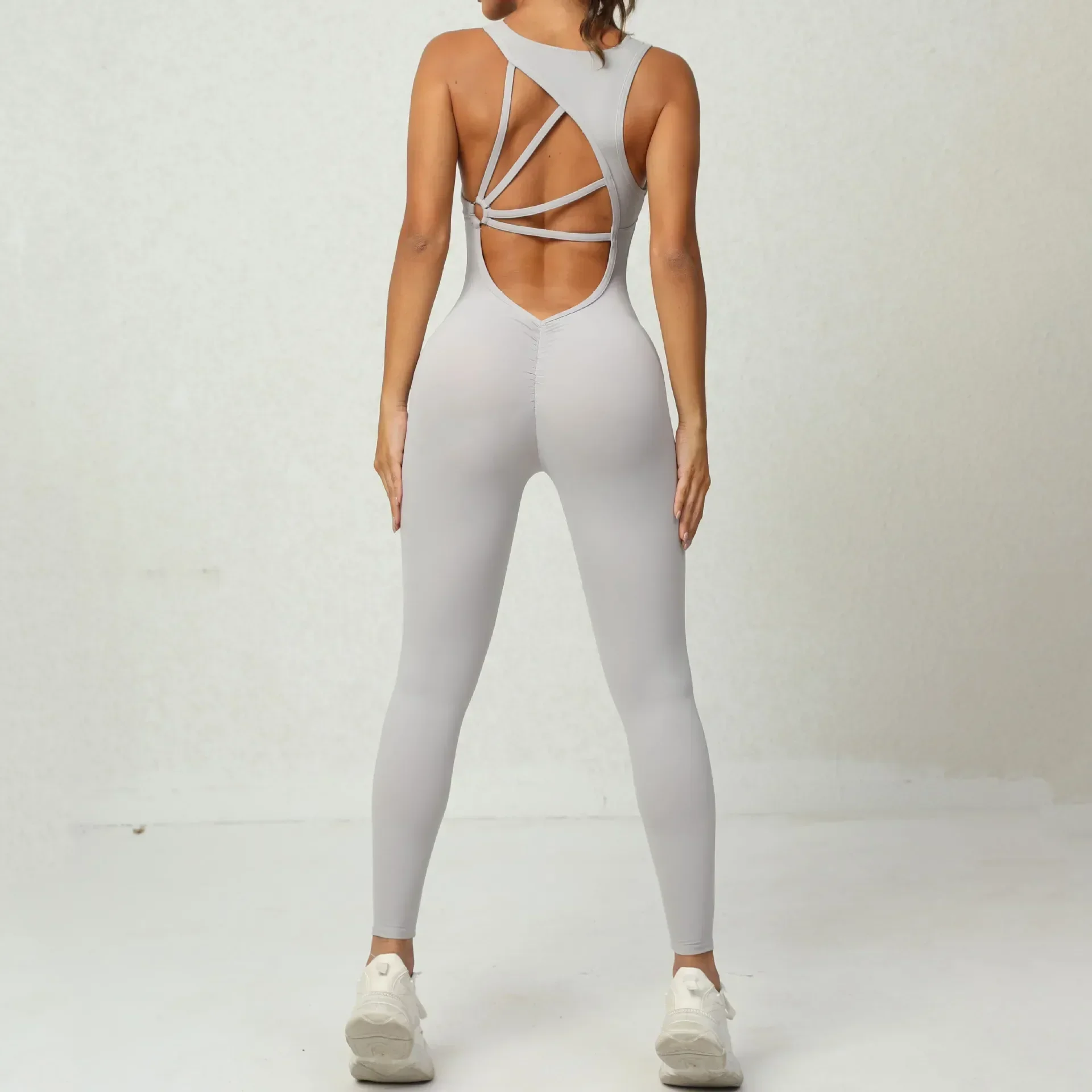 Fashion Sexy Hollow Scrunch Monkeys Women Gym Sport Jumpsuit Raises Butt White Black Female Yoga Fitness Overalls Summer Outfits - Image 10