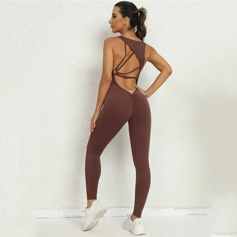 Fashion Sexy Hollow Scrunch Monkeys Women Gym Sport Jumpsuit Raises Butt White Black Female Yoga Fitness Overalls Summer Outfits - Image 12