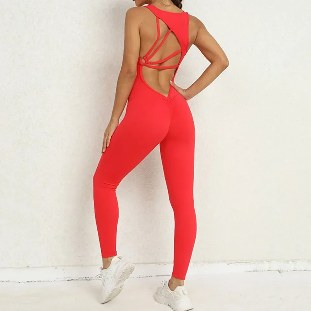 Fashion Sexy Hollow Scrunch Monkeys Women Gym Sport Jumpsuit Raises Butt White Black Female Yoga Fitness Overalls Summer Outfits - Image 5