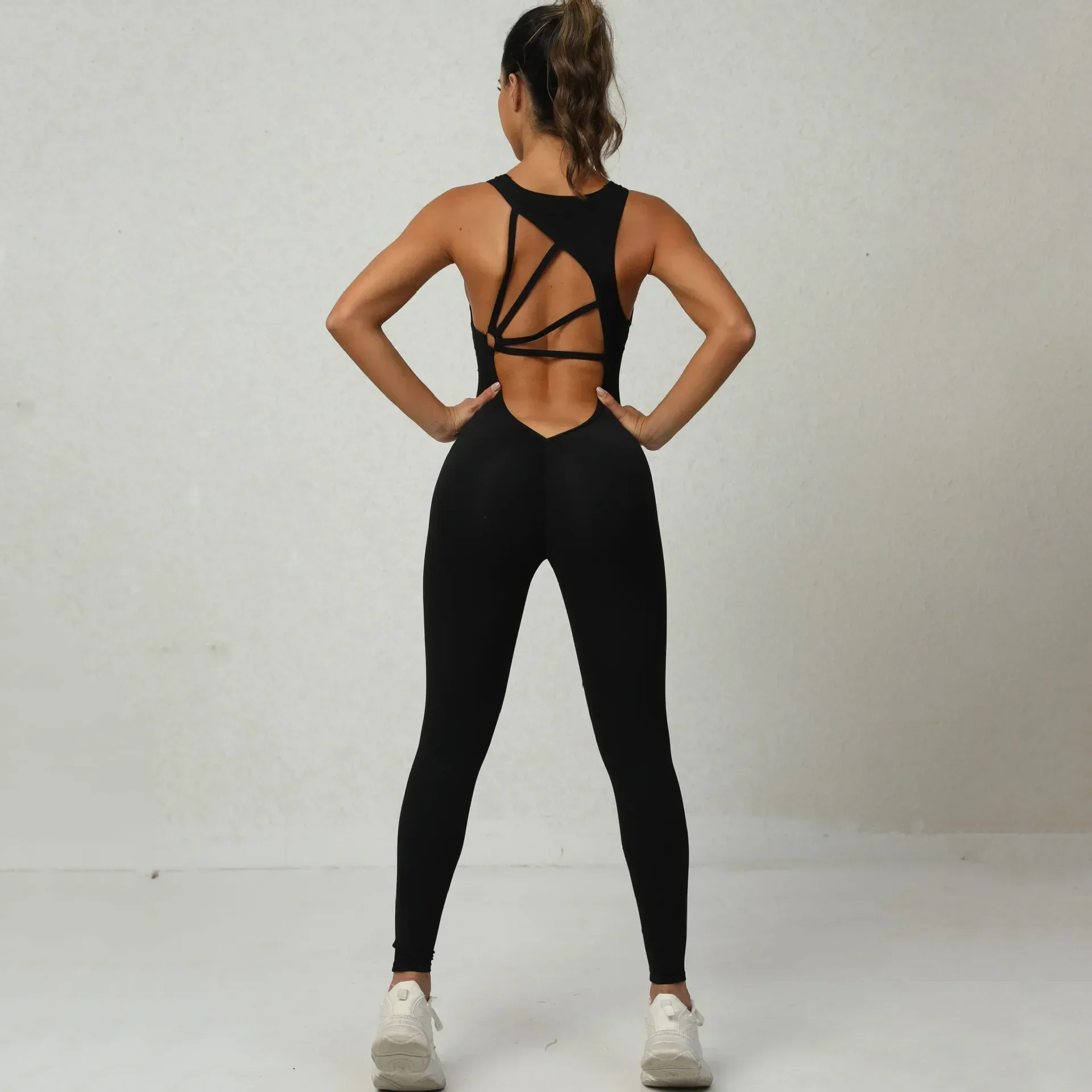 Fashion Sexy Hollow Scrunch Monkeys Women Gym Sport Jumpsuit Raises Butt White Black Female Yoga Fitness Overalls Summer Outfits - Image 9