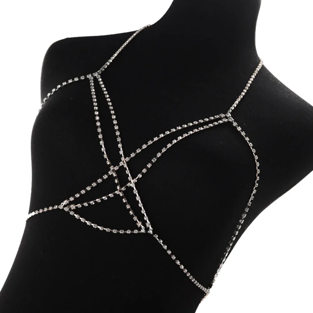 Fashion Sexy Women Shiny Full Rhinestone Bikini Harness Bra Chest Body Cup Chain Necklace Jewelry Personality Exaggeration Gifts - Image 5