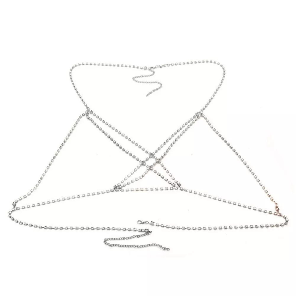 Fashion Sexy Women Shiny Full Rhinestone Bikini Harness Bra Chest Body Cup Chain Necklace Jewelry Personality Exaggeration Gifts - Image 8
