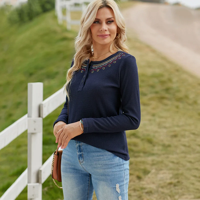 Fashion Spring & Fall New Arrival Pure Color Long Sleeves T-shirt Female 2024 Silm Fashion Patchwork Asymmetric round Neck Knitting Tops - Image 2